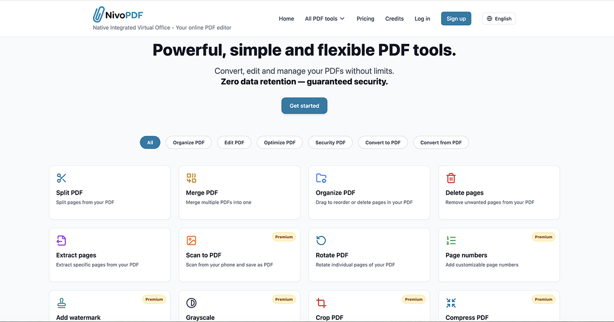 NivoPDF - Main product screenshot demonstrating key features and user interface