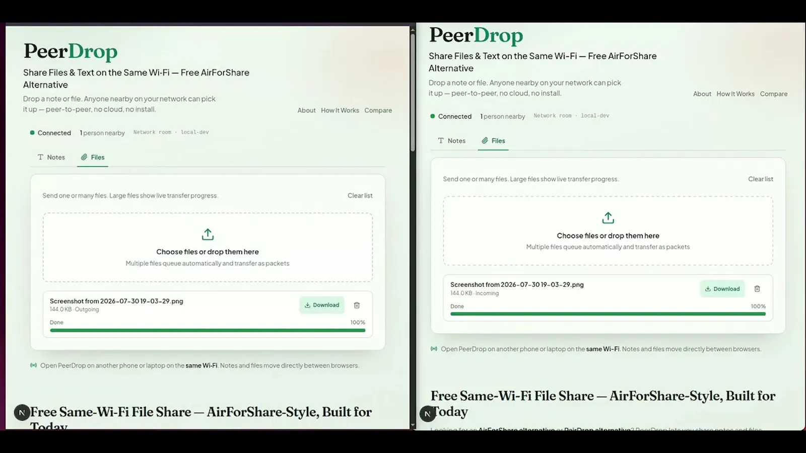 PeerDrop screenshot 1 (video preview)