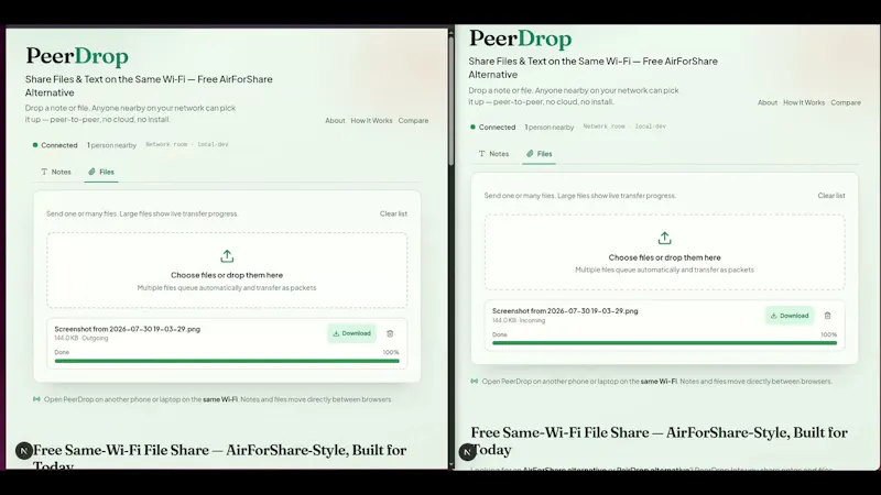 PeerDrop screenshot 1 (video preview)