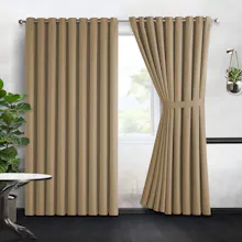 Blackout Ready Made Eyelet Curtain Beige gallery image