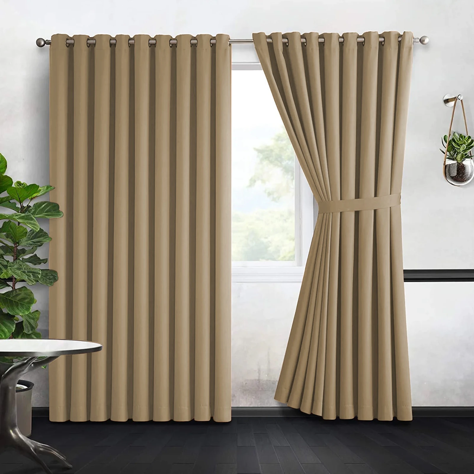 Blackout Ready Made Eyelet Curtain Beige screenshot 2