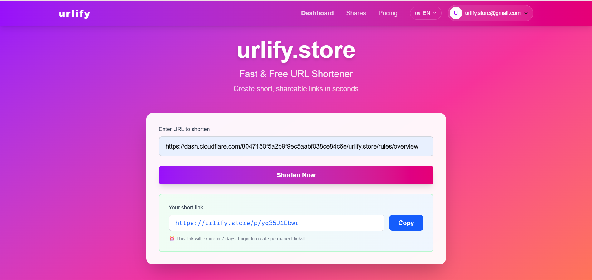 Urlify.store - Screenshot 3 showing product features and functionality