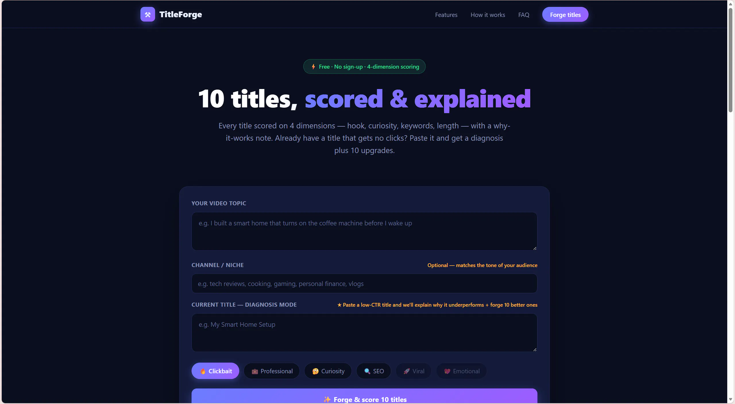 TitleForge — AI YouTube Title Generator gallery image