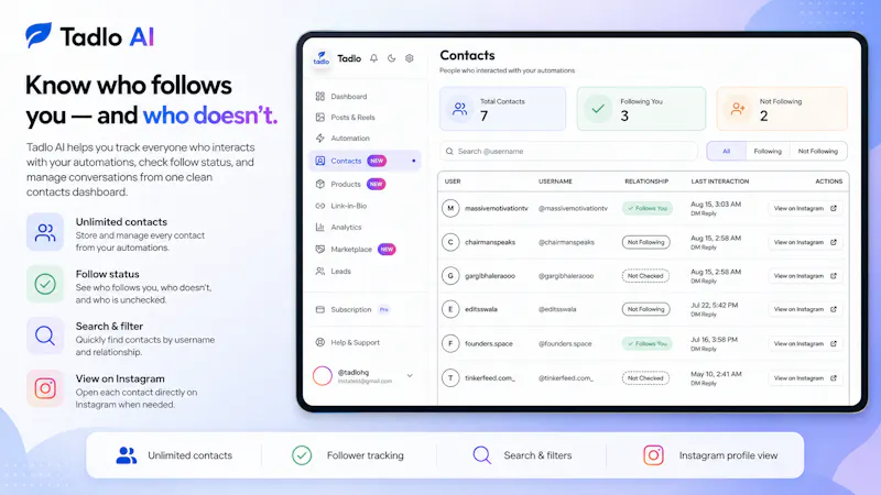 Tadlo AI - Instagram DM Automation screenshot 2