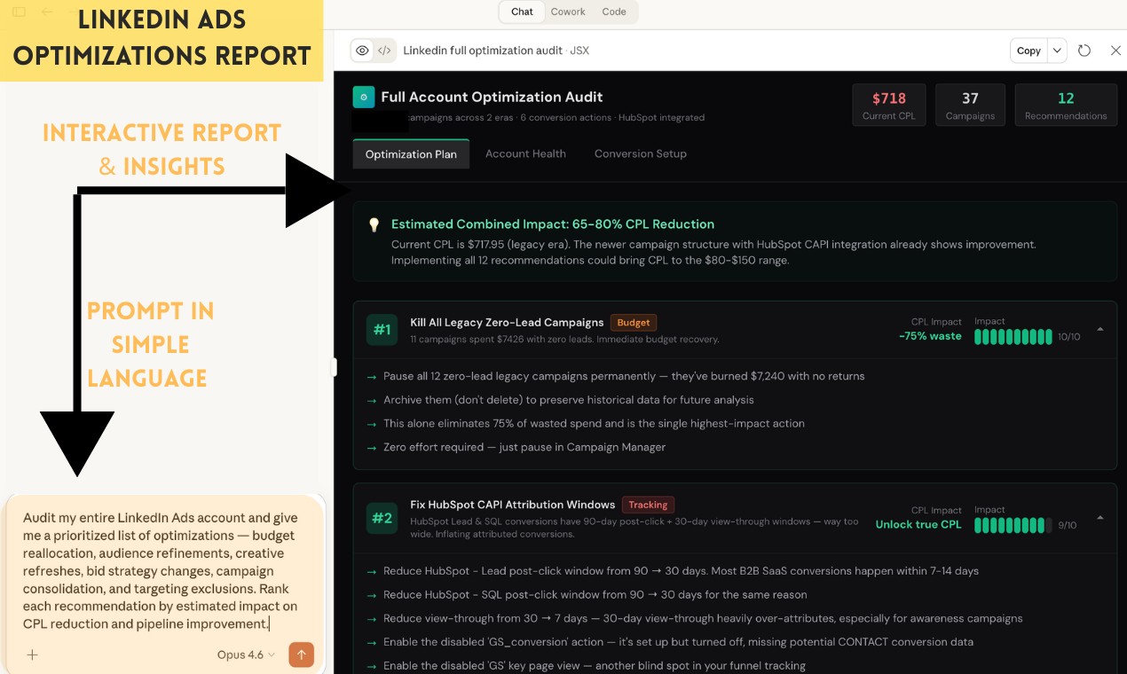 GrowthSpree's LinkedIn Ads MCP - Screenshot 2 showing product features and functionality