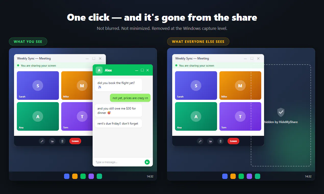 HideMyShare screenshot