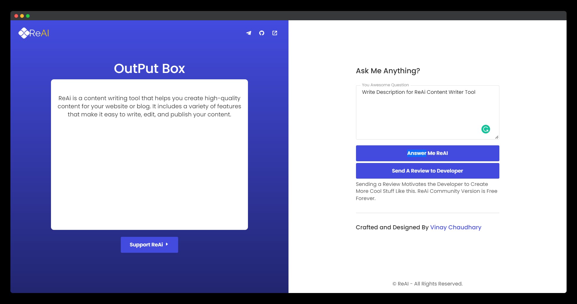 ReAI - Powerful Content Writing Tool media 1