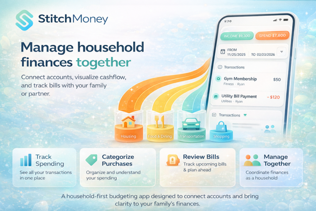 Stitch Money - Main product screenshot demonstrating key features and user interface