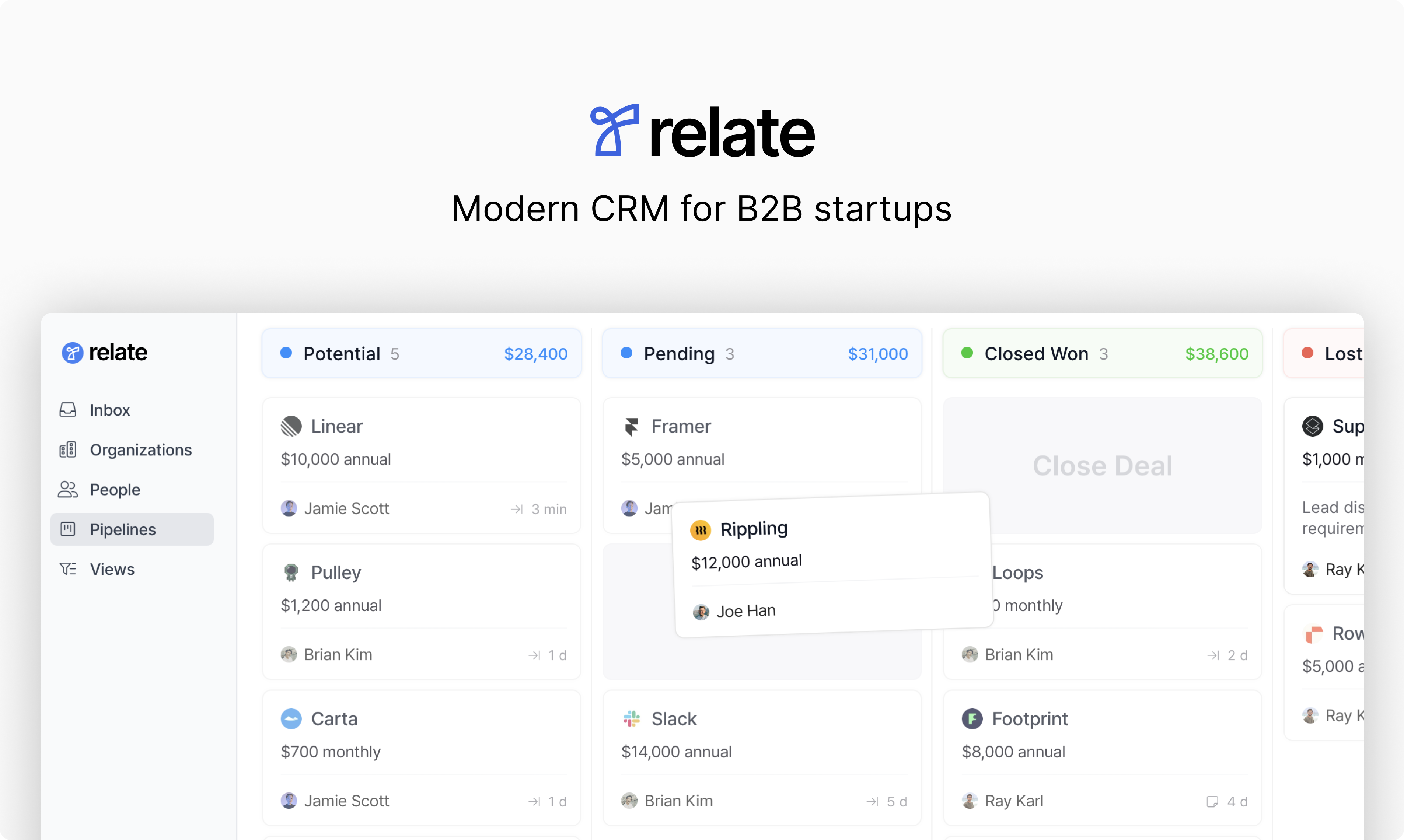 startuptile Relate-Modern Sales CRM for B2B Startups