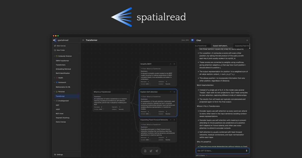SpatialRead - Main product screenshot demonstrating key features and user interface