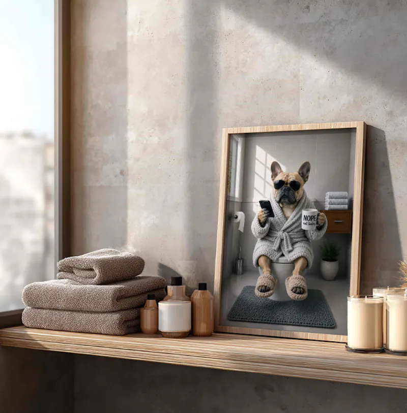 Funny French Bulldog Bathroom Art screenshot 2