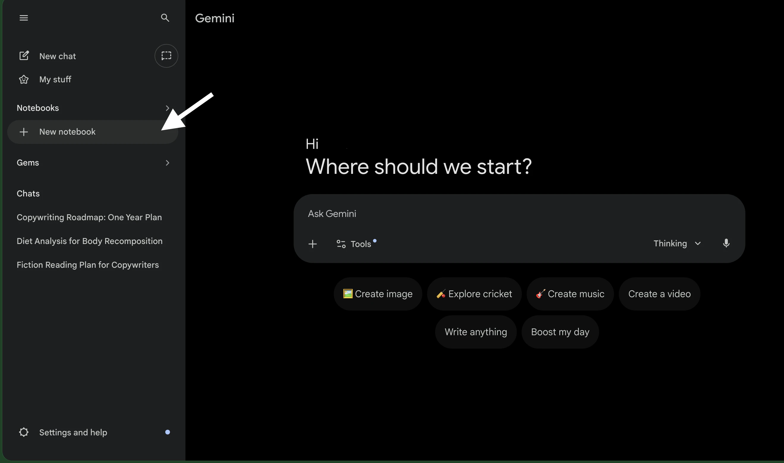 Notebooks in Gemini screenshot 4