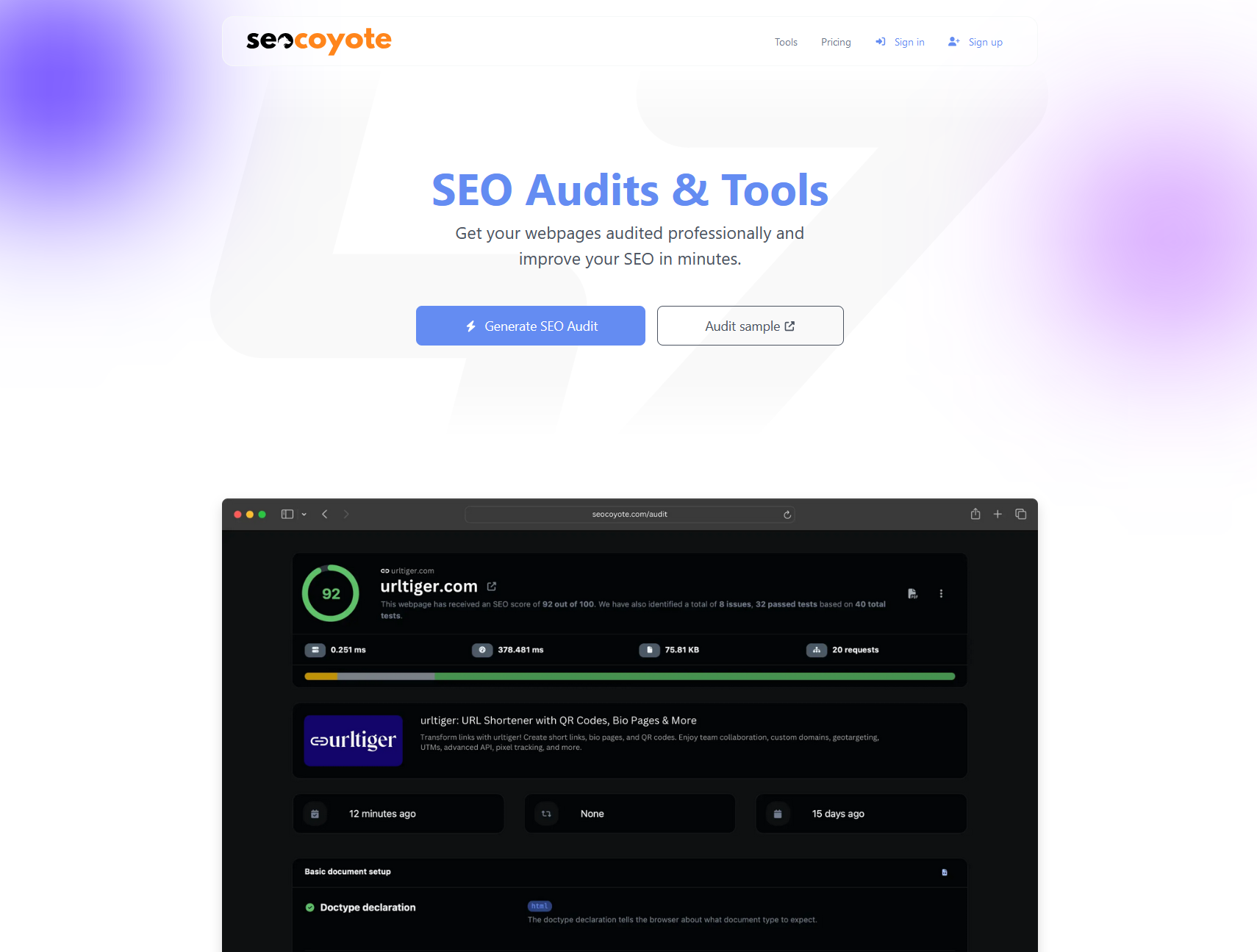 Mídia 2 de Seocoyote - Auditorias profissionais de SEO instantâneas