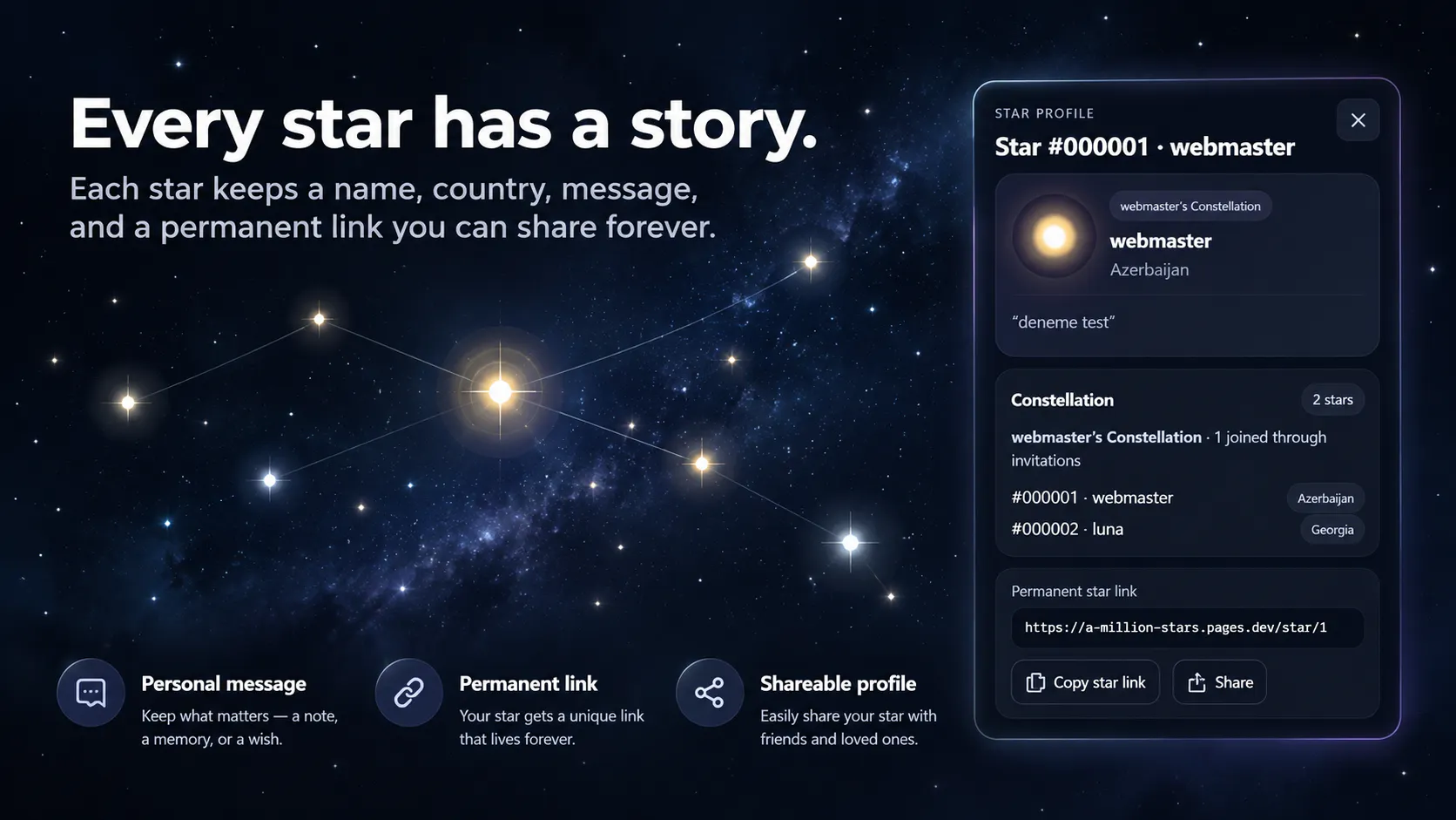 A Million Stars — Claim Your Star gallery image