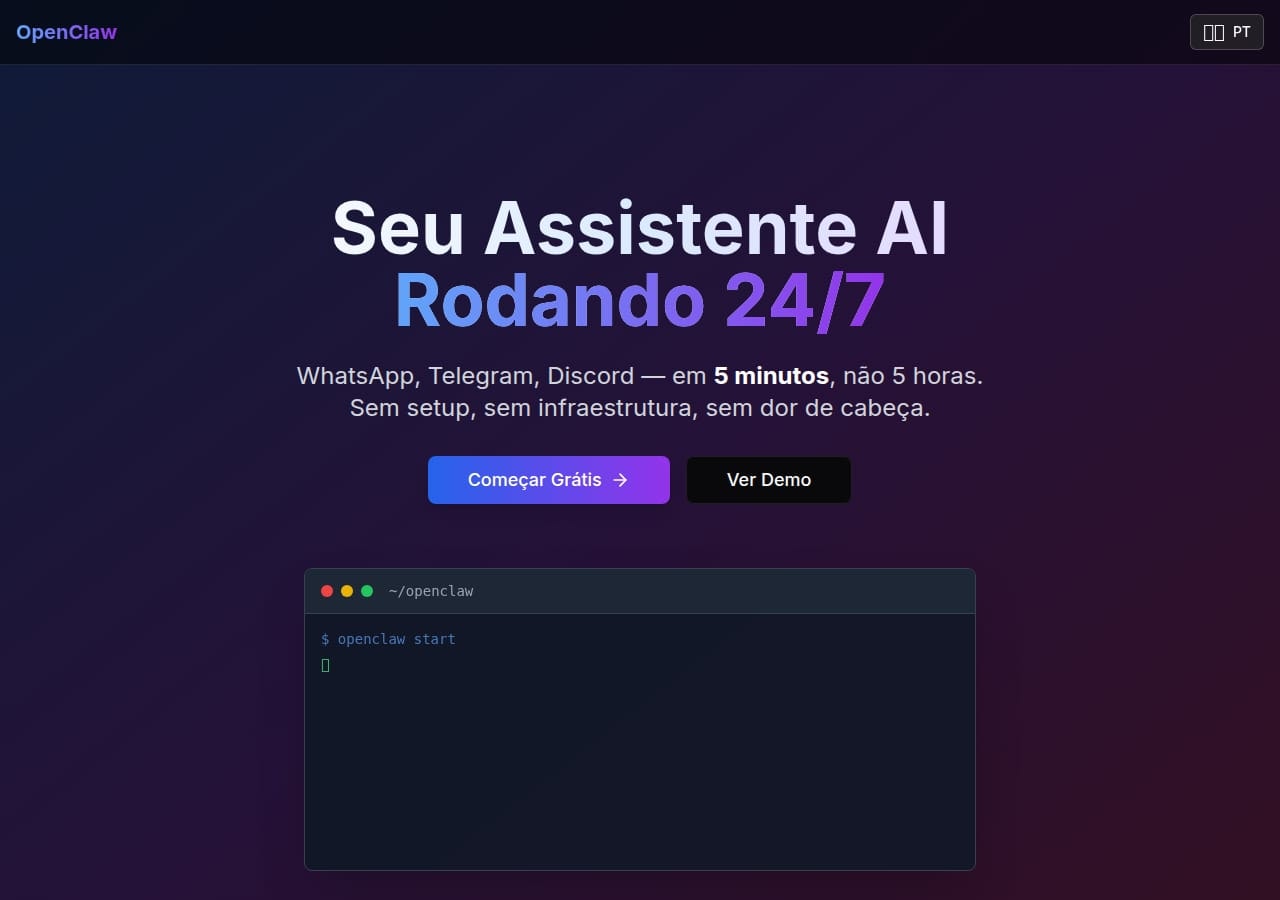 OpenClaw Easy IA - Main product screenshot demonstrating key features and user interface