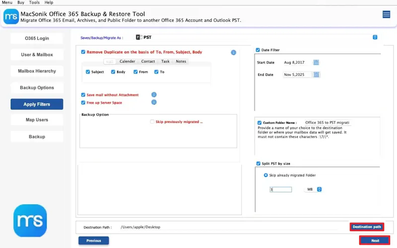 MacSonik Exchange to O365 Migration Tool screenshot 3