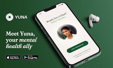 Yuna Mental Health Companion - Erleben Sie die Bequemlichkeit von Yuna, Ihrer vertraulichen und kostenlosen Begleiterin für psychische Gesundheit, die Sie mit führenden therapeutischen Techniken wie KBT und DBT verbindet.