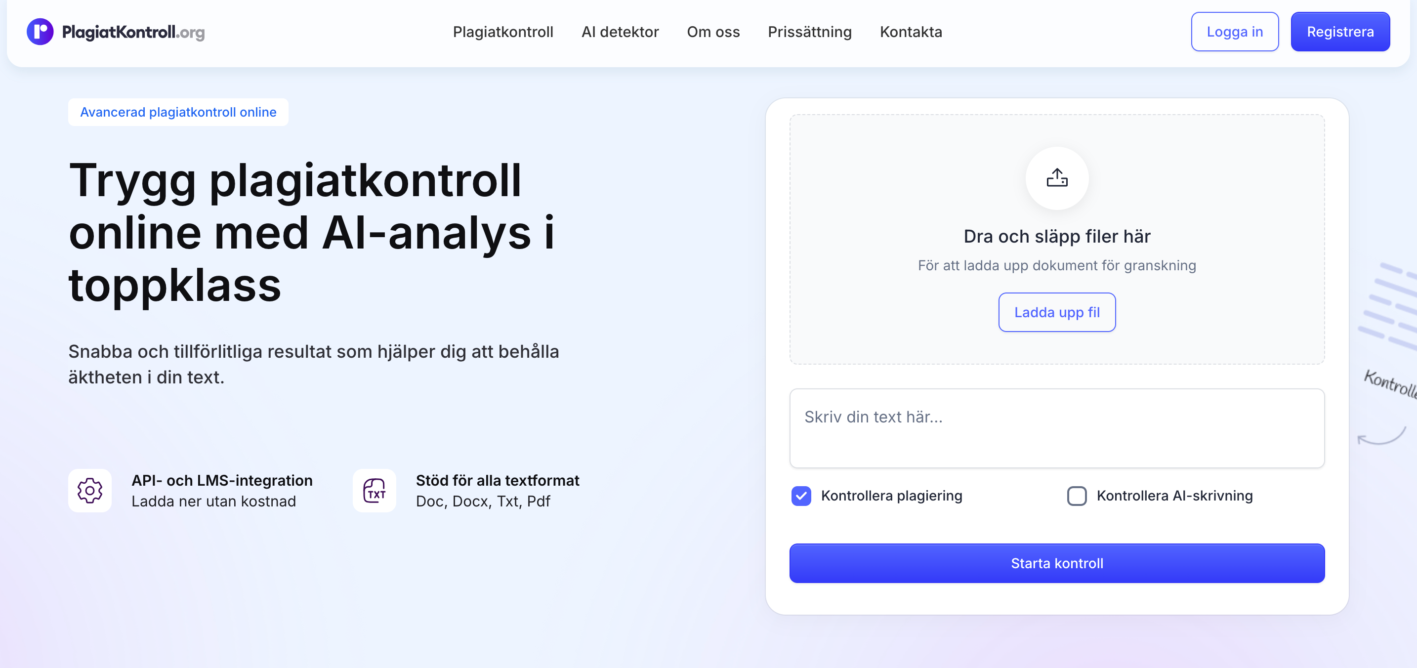 PlagiatKontroll.org - Main product screenshot demonstrating key features and user interface