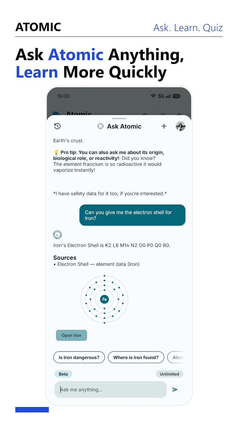 Atomic - Periodic Table: 'Ask Atomic' screenshot 2