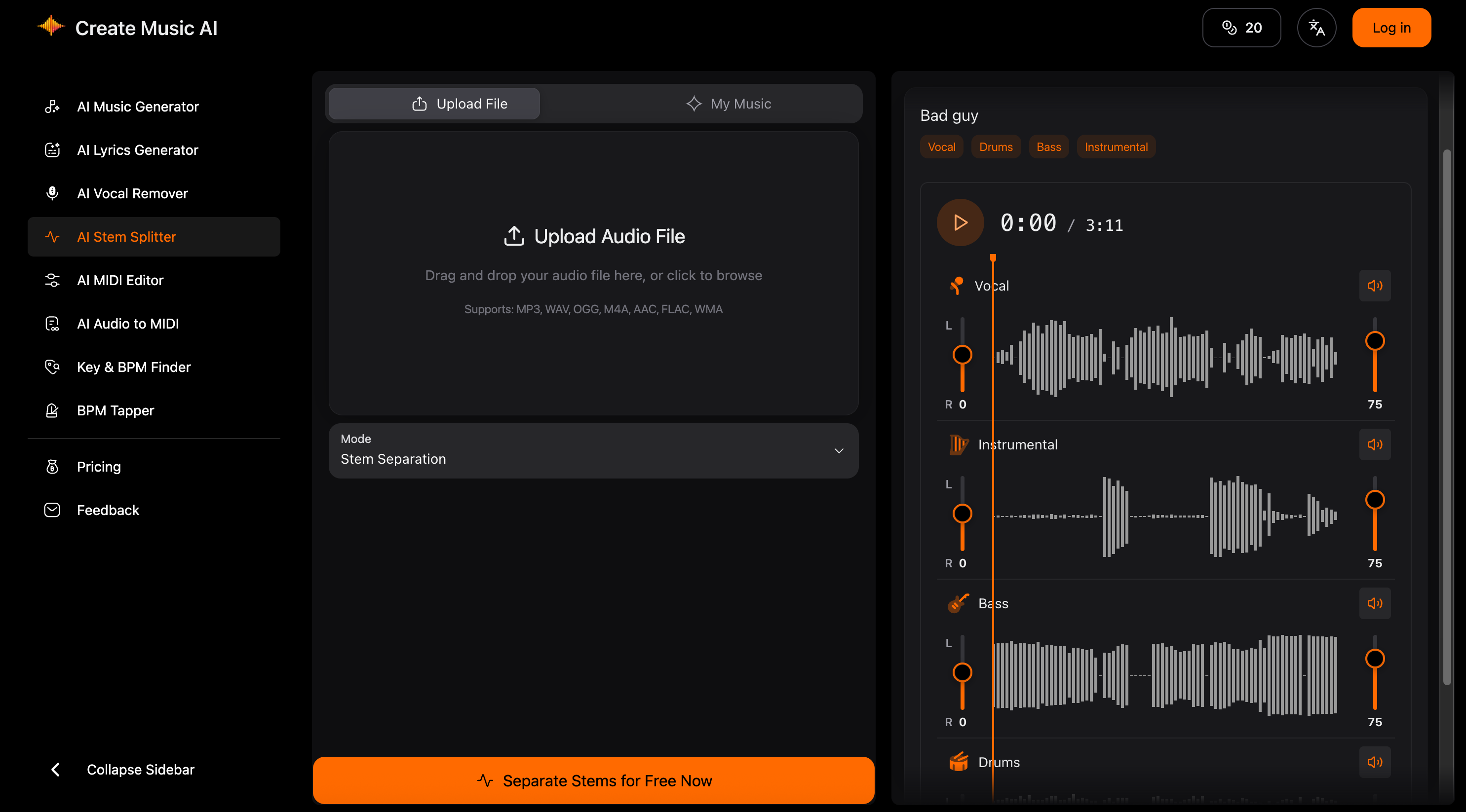 Create Music AI - Screenshot 3 showing product features and functionality