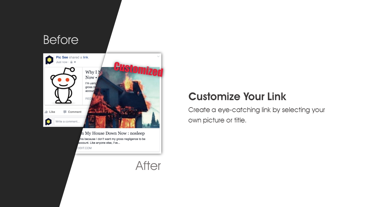 PicSee, choose your Own Preview Image of share links on social network