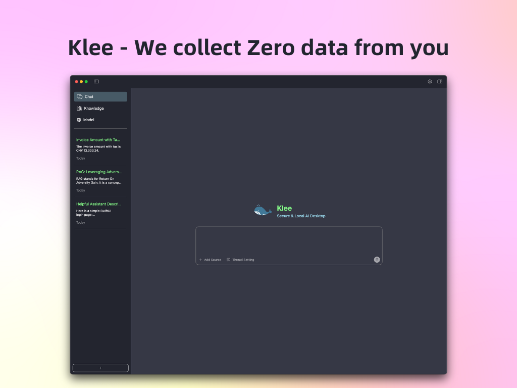 startuptile Klee-On device processing AI with no data collection