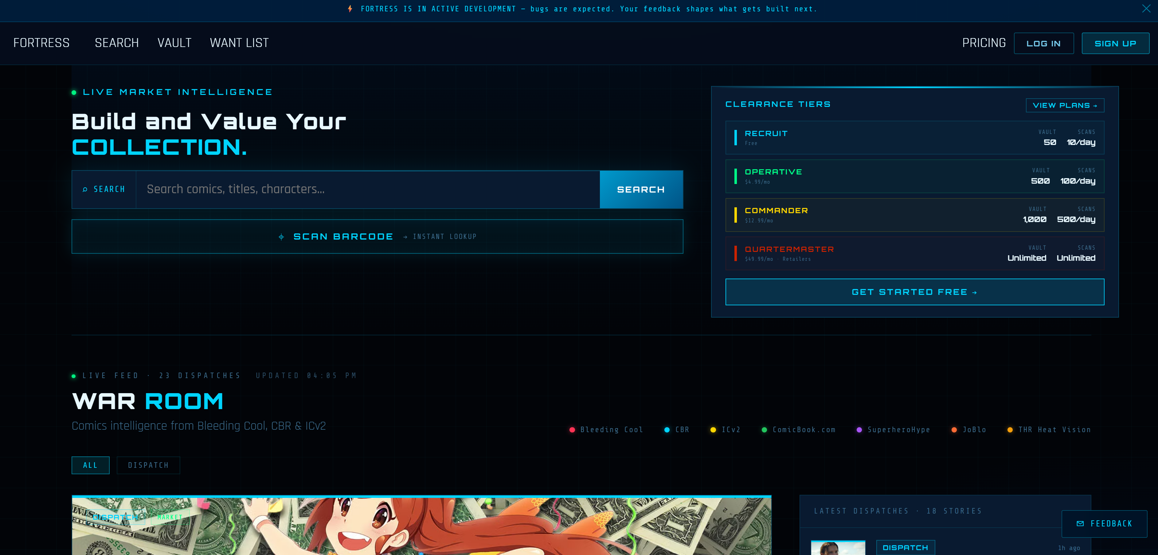 Fortress — Collector Intelligence - Main product screenshot demonstrating key features and user interface