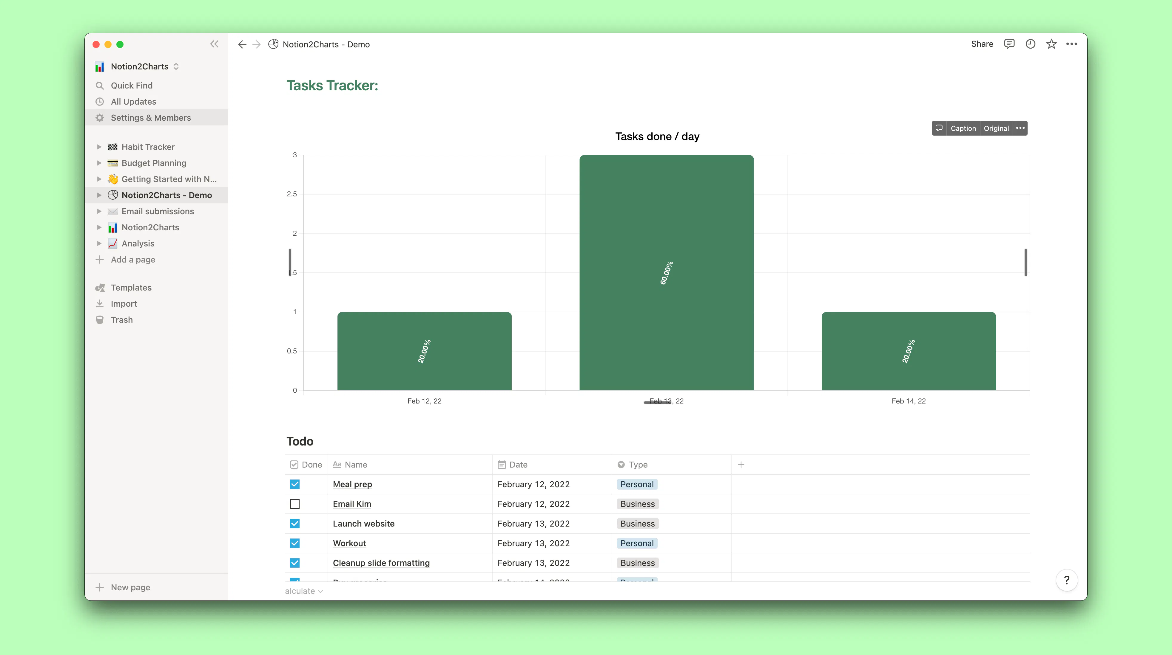 Notion2Charts: Create embeddable charts from your Notion databases ...