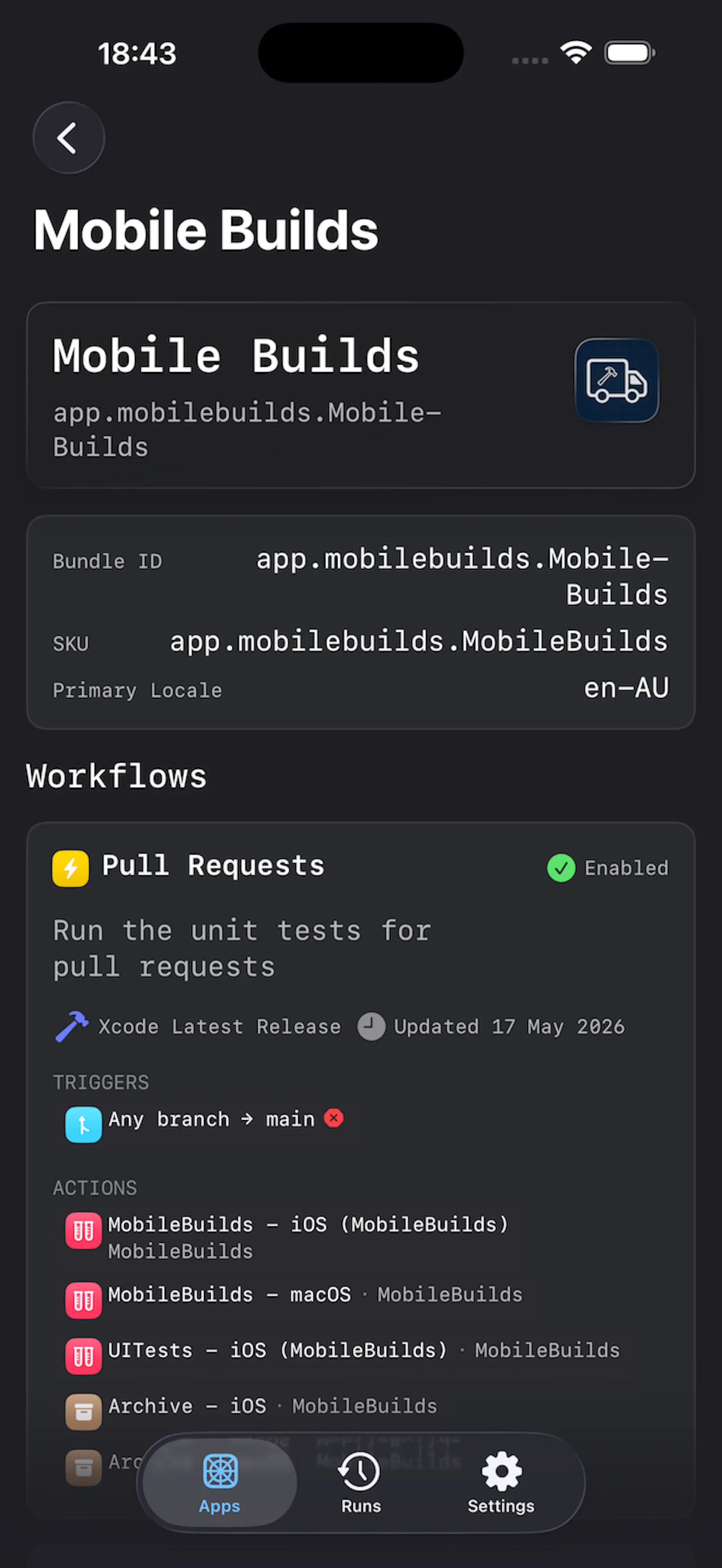 Mobile Builds screenshot 2
