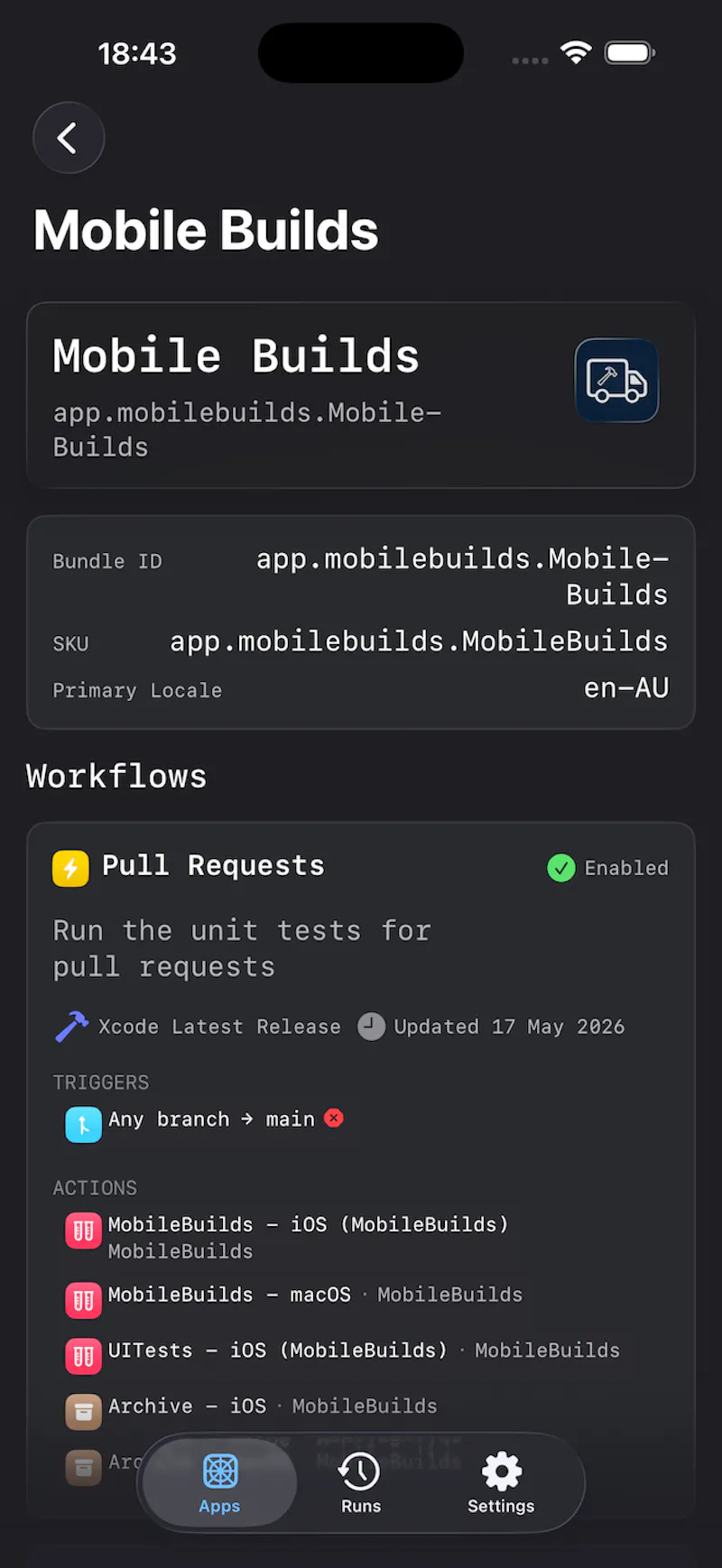 Mobile Builds screenshot 2