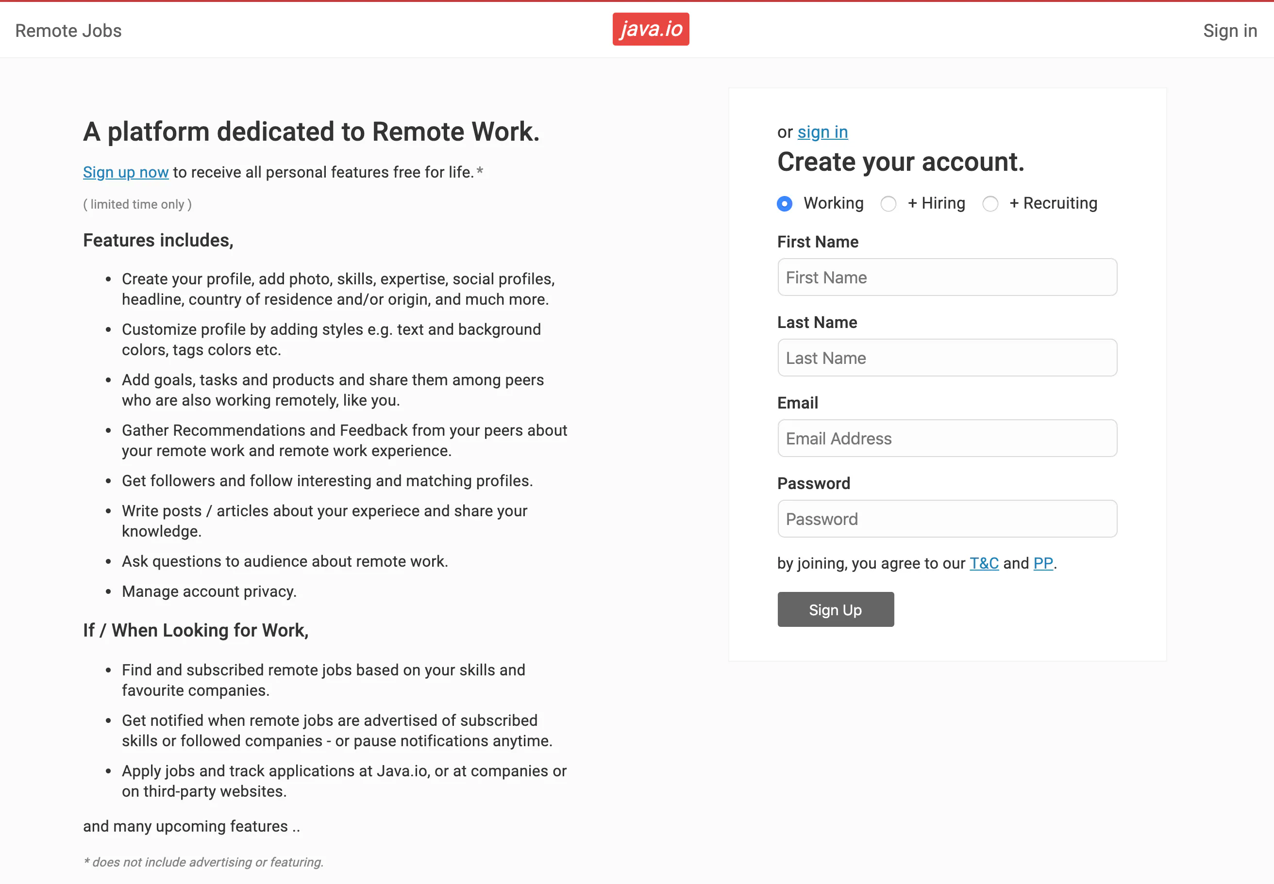 Java.io : Remote Jobs & Social Platform gallery image