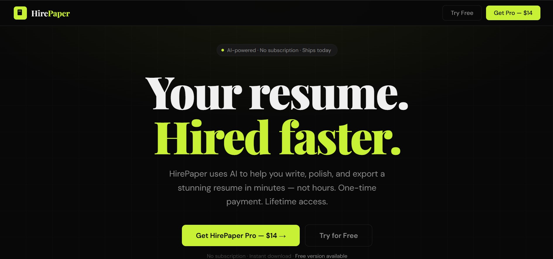 HirePaper - Main product screenshot demonstrating key features and user interface