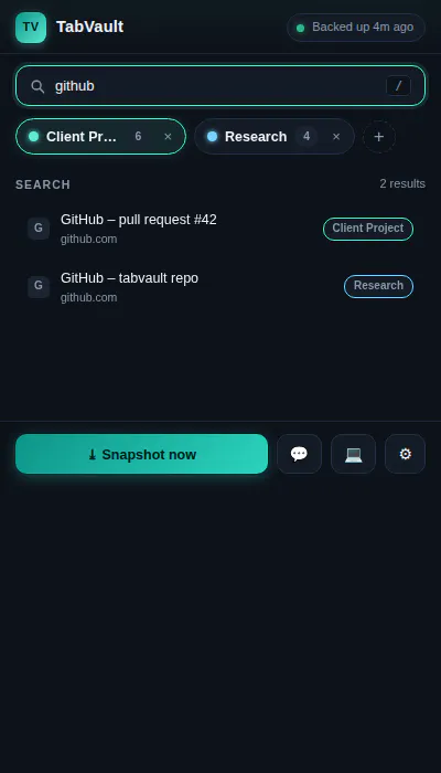 TabVault — Tab Workspace Manager gallery image