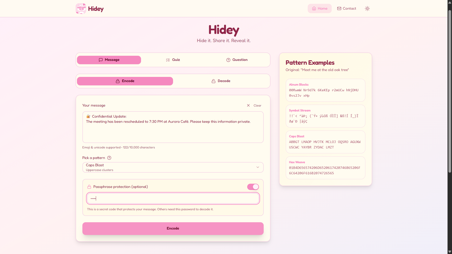 Hidey — Free Secret Message Generator gallery image