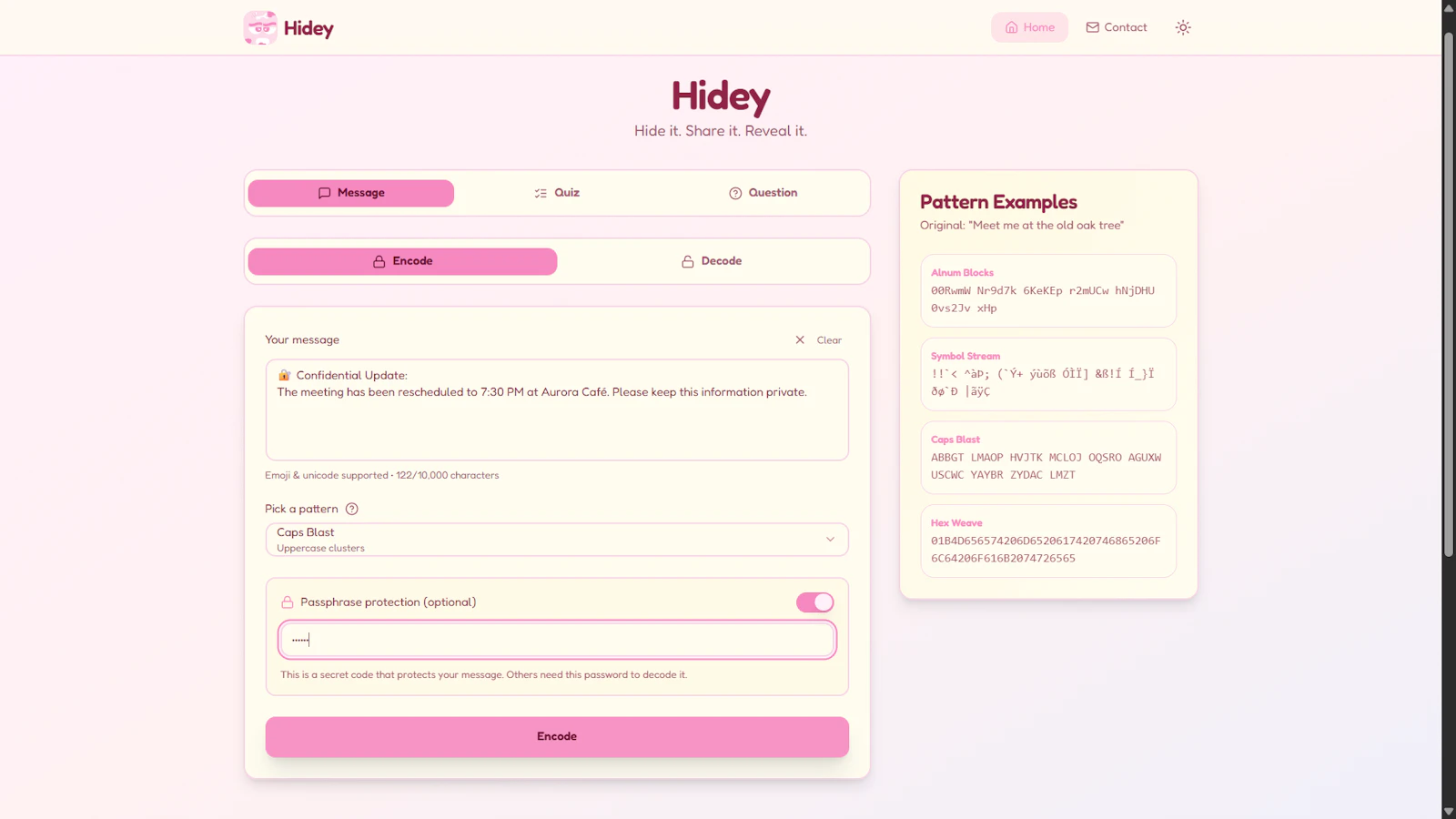 Hidey — Free Secret Message Generator screenshot 1