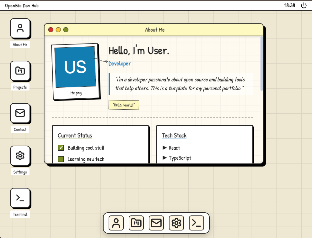 Open Bio Template - Main product screenshot demonstrating key features and user interface