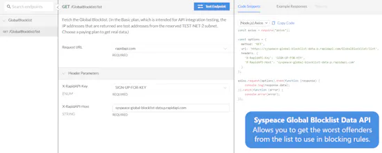 Syspeace Global Blocklist APIs gallery image