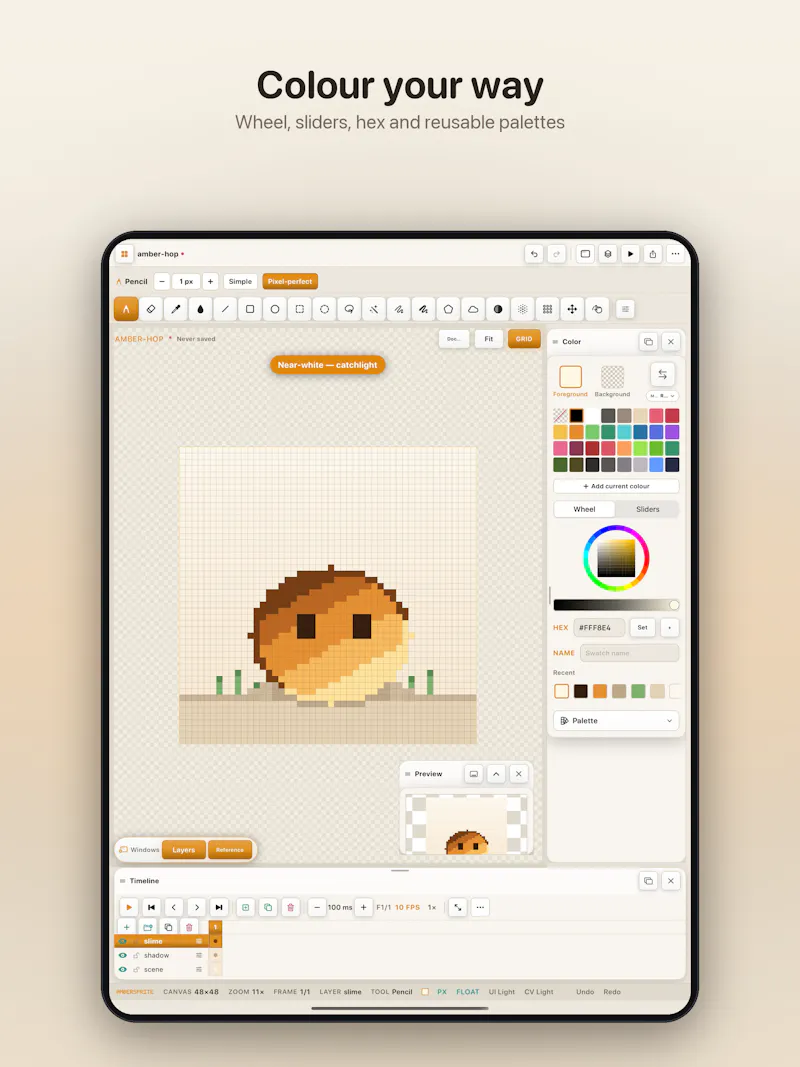 Ambersprite — Pixel Art Studio for iPad screenshot 9