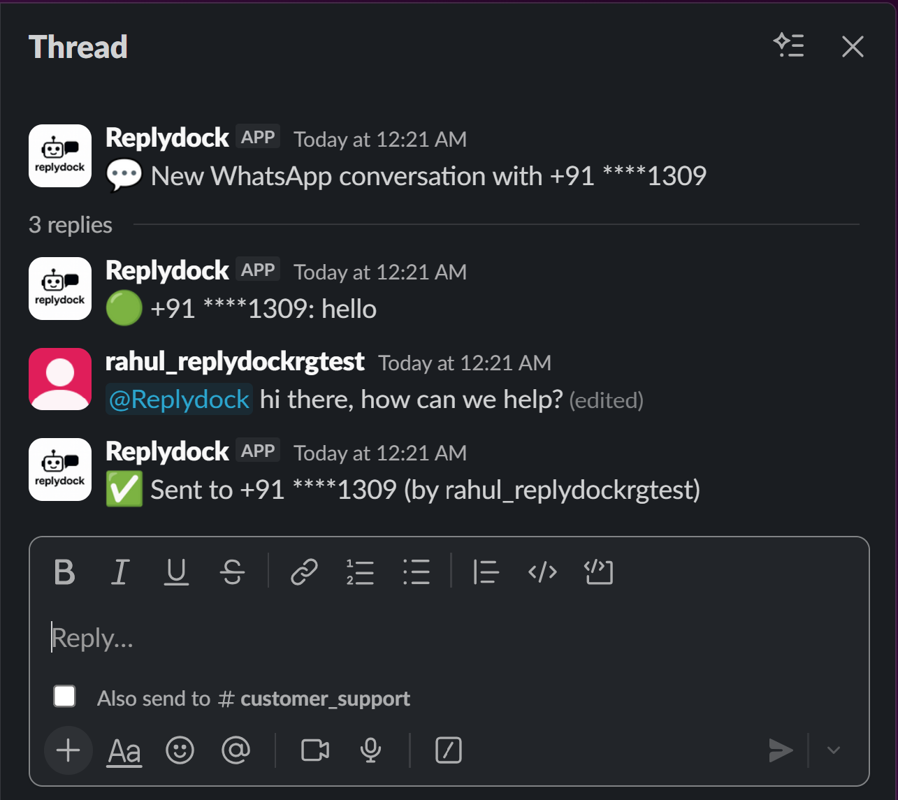 Replydock – WhatsApp + Slack Messaging - Screenshot 2 preview