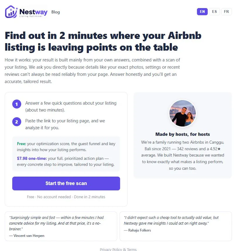Nestway — Airbnb Listing Optimizer screenshot 1