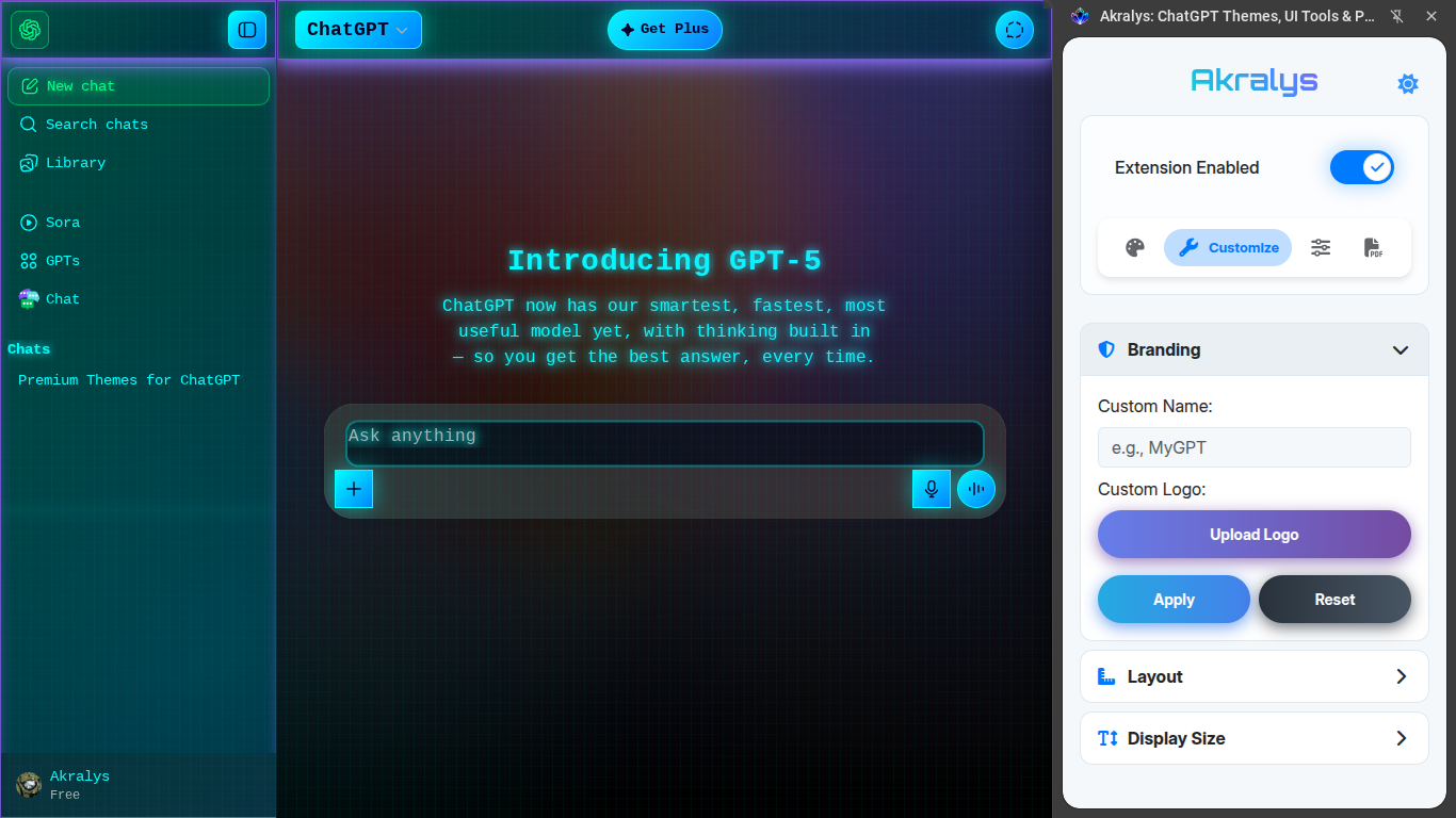 Media Tema Custom Chatgpt, Alat UI & PDF 3