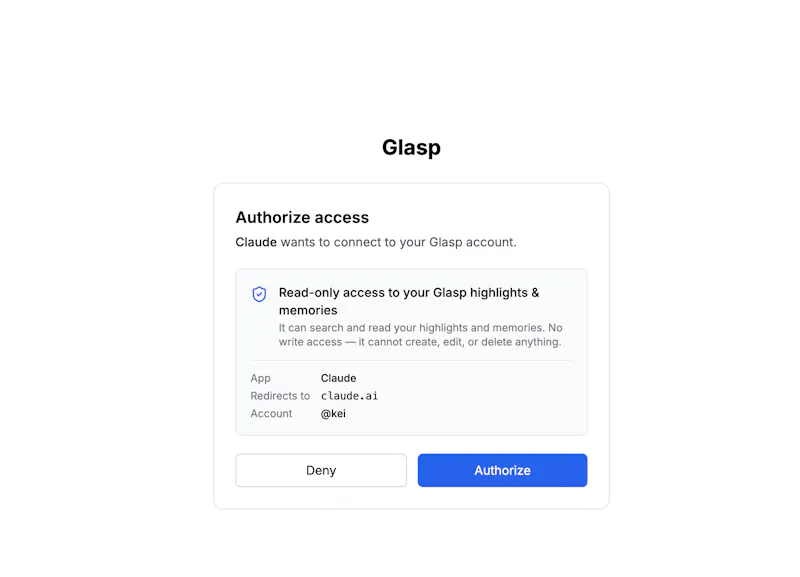 Glasp MCP Connector screenshot 3