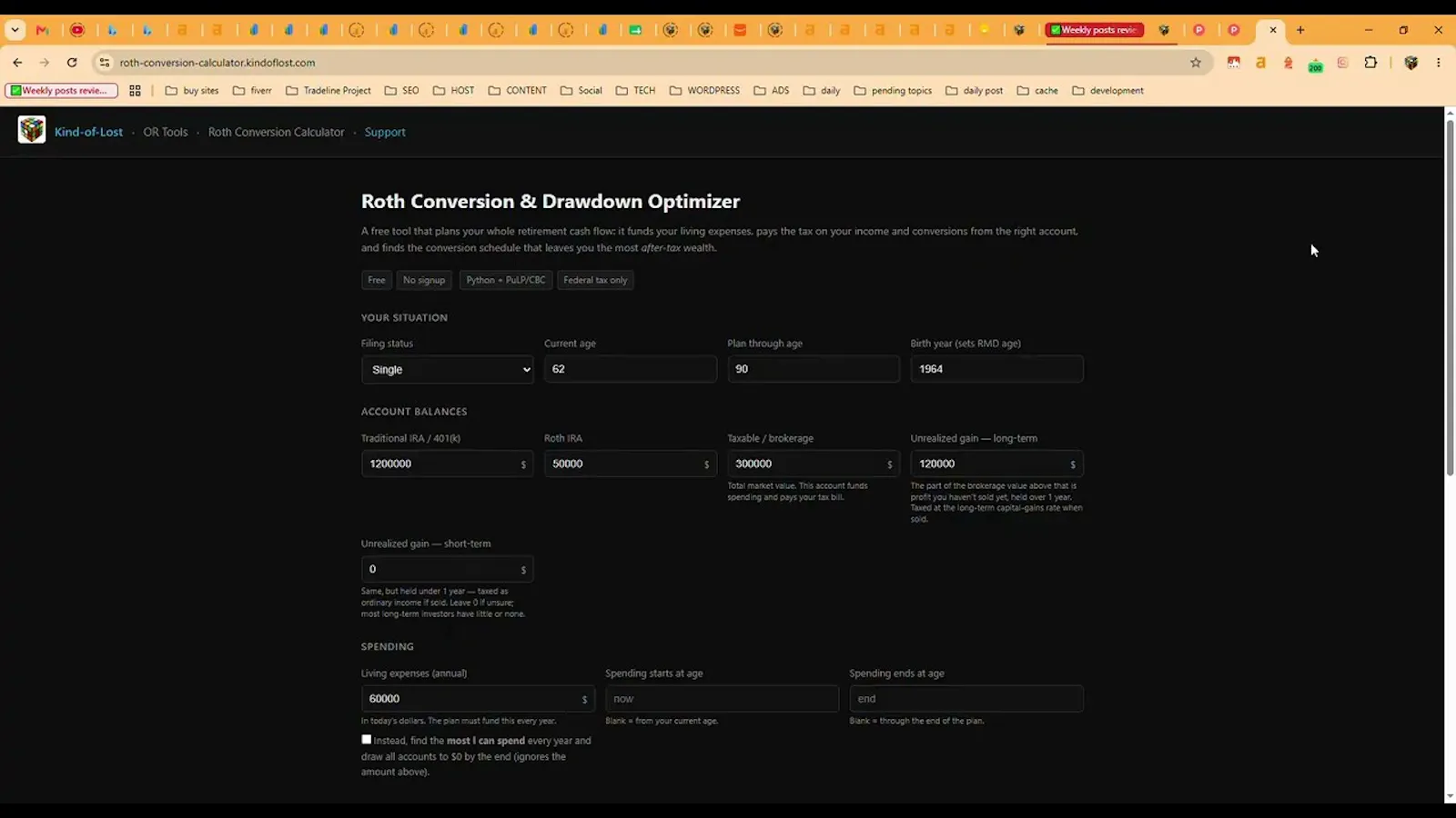 Roth Conversion Calculator screenshot 1 (video preview)