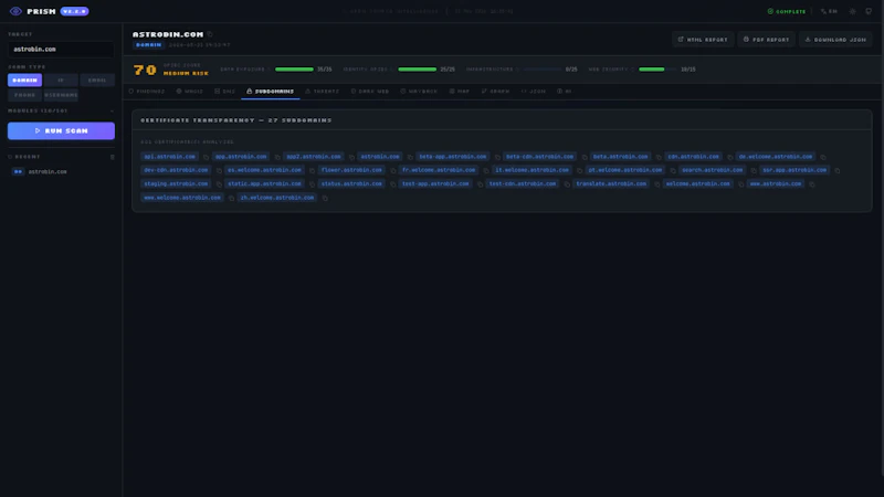 Prism - All-in-one OSINT platform screenshot 7