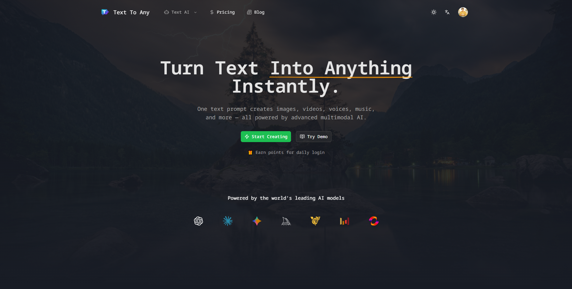 Text To Any - Main product screenshot demonstrating key features and user interface