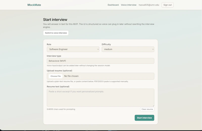MockMate AI screenshot 1