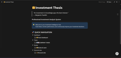 Investment Thesis - Screenshot 2 showing product features and functionality