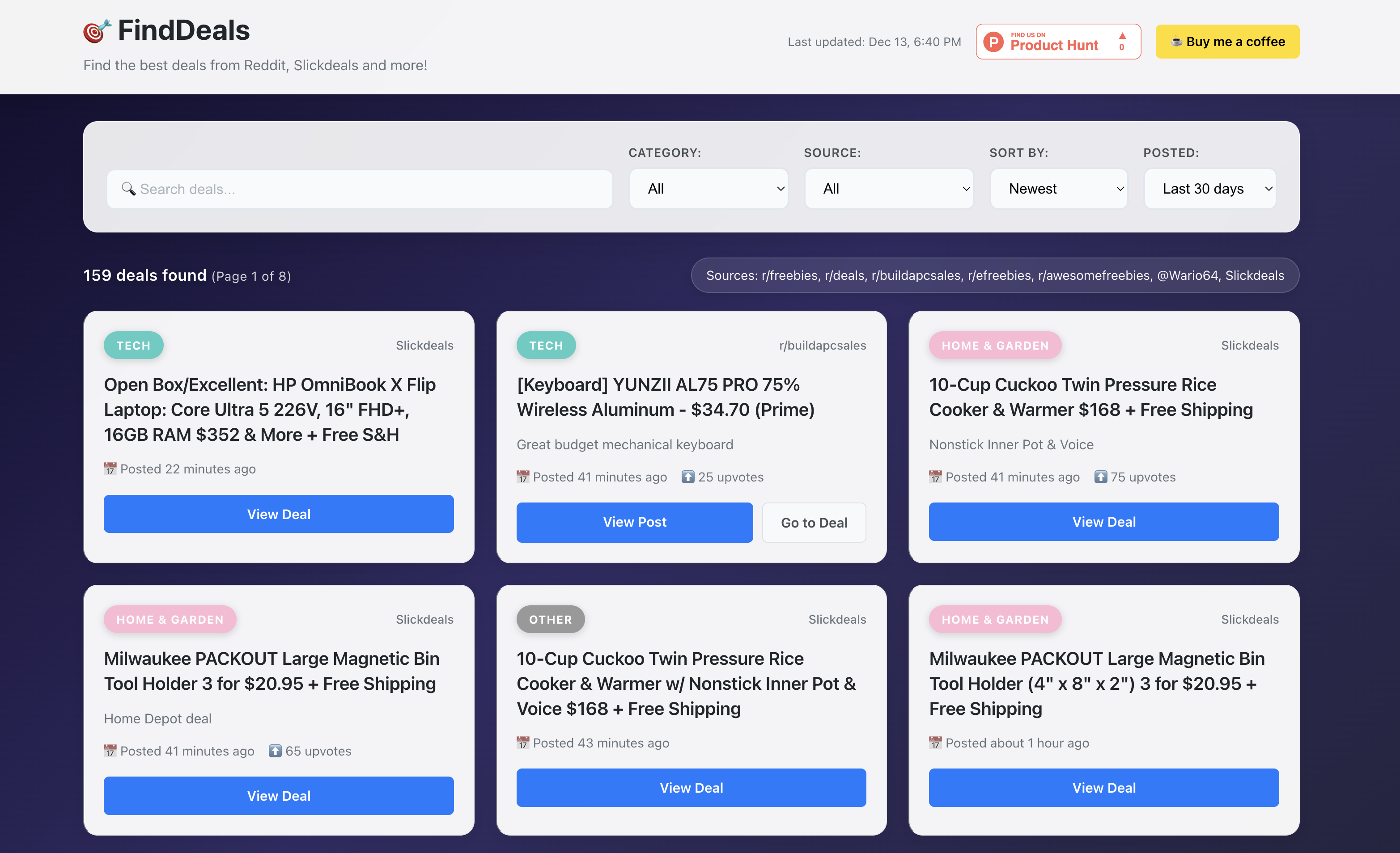 FindDeals - Main product screenshot demonstrating key features and user interface