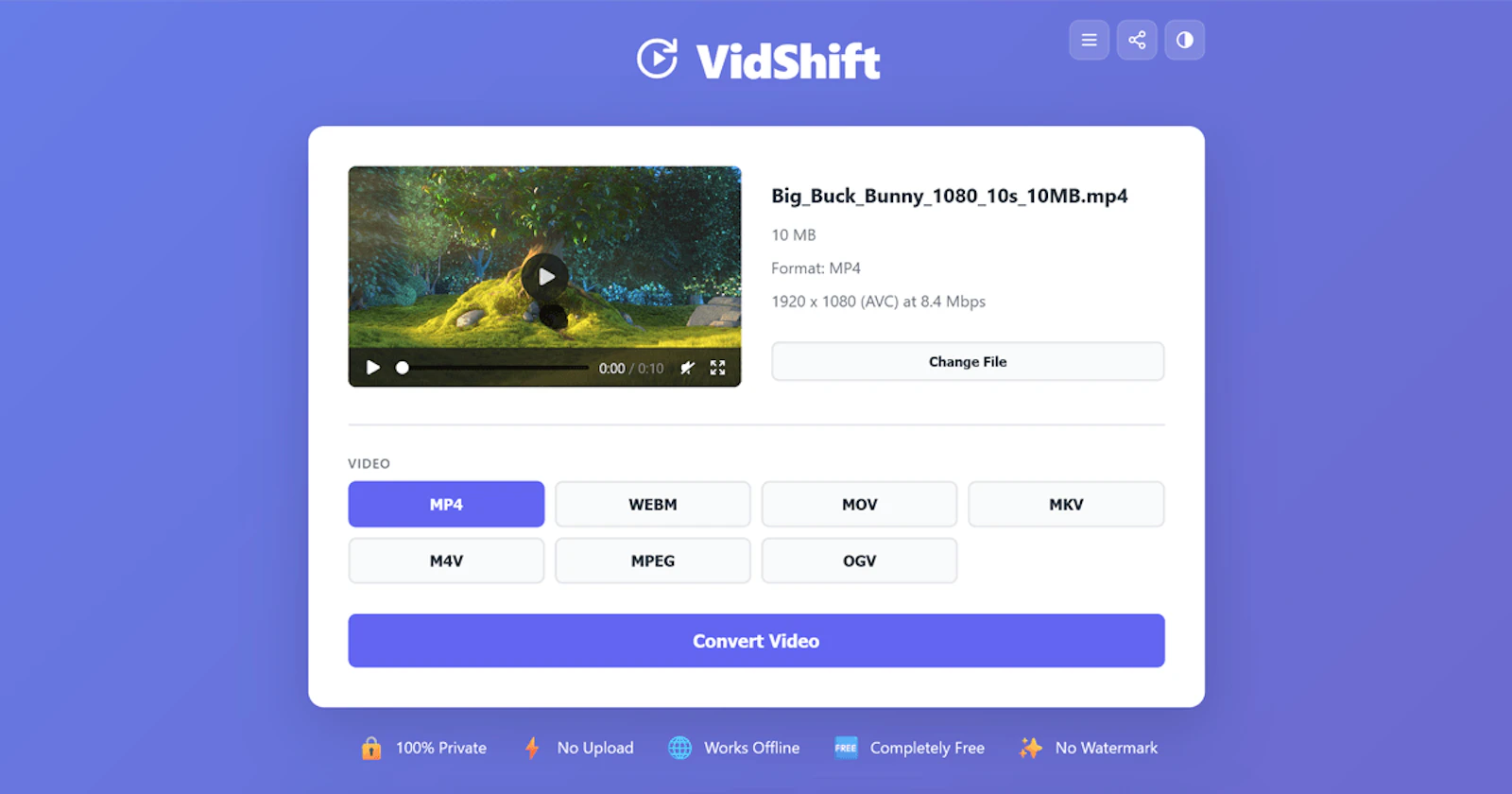 VidShift screenshot 1