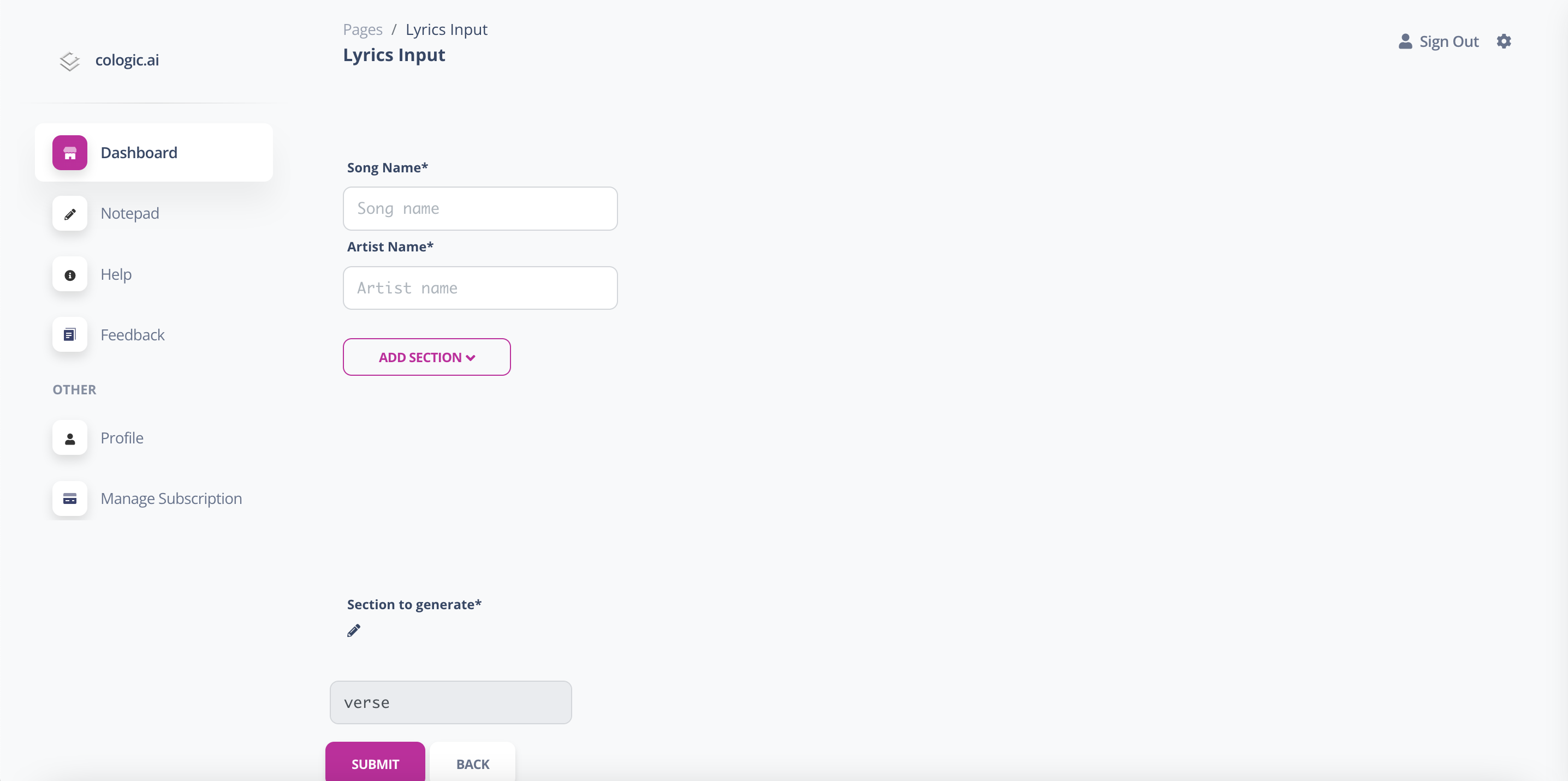 cologic.ai - 'S werelds krachtigste AI aangedreven lyric schrijfassistent media 4